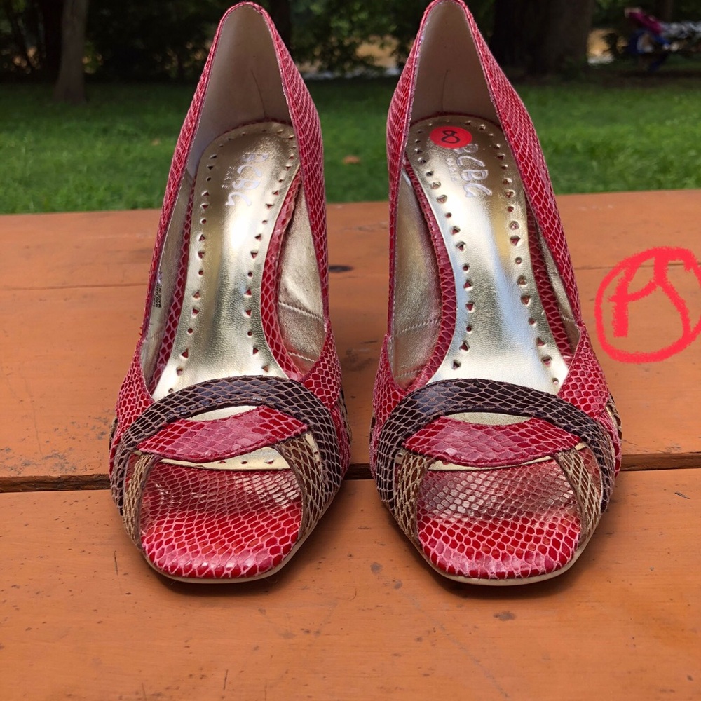 Elegant Red Peep-Toe Heels.